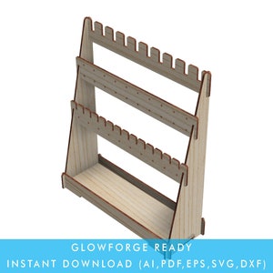 3 Removable Bar Jewelry Bracelet / Earring / Ring Upright Display Stand with a Tray vector file for laser cut, Glowforge SVG File Ready