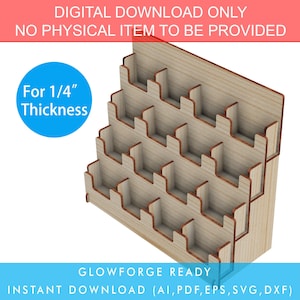 4&quot;x4&quot;x1.5&quot; Pocket Size with 16 Pockets Coaster / Sticker Display Stand with U Cuts, Countertop Retail Display Rack, Glowforge SVG File Ready