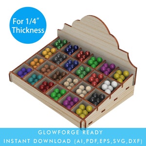2"x2" 24 compartiments comptoir affichage au détail boîte de rangement armoire pour perles ou accessoires, Glowforge SVG découpé au Laser fichier prêt à couper