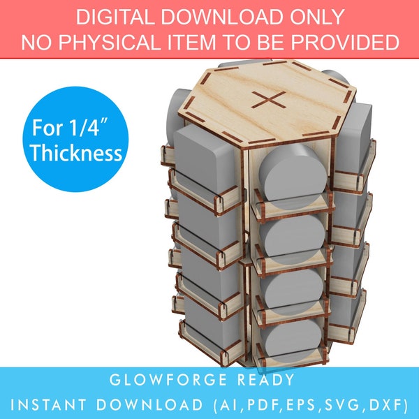 Laser cut files for 4" coaster or sticker Rotatable display stand, 6 Sided 24 Pockets Rotating Retail Display Rack Stand Glowforge SVG Ready