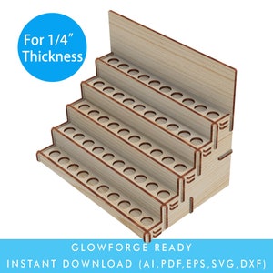 50 Flaschen, 5-Schicht-Ätherisches Öl Display Stand Regalhalter, Glowforge SVG-Datei, Laser Cut Datei, SVG Ständer, 1/4 &quot;Materialstärke