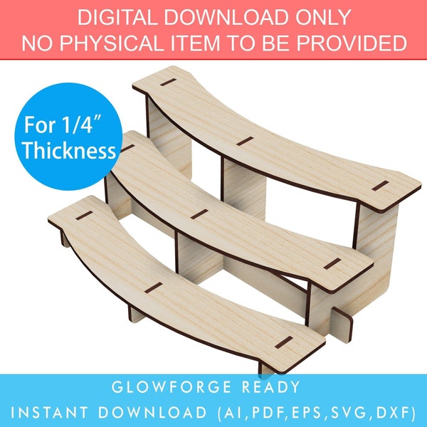 3 Layers Curved Retail Table Display Stand with Shelves for Products, Portable Store Display, laser cut file Glowforge SVG Ready to Cut