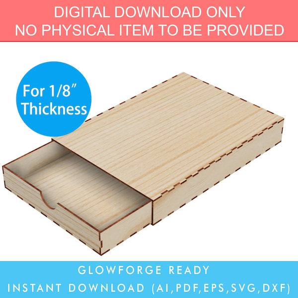 Laser Cut Sliding Drawer Vector Files for storaging A4/Letter Paper - Glowforge Compatible, Sliding drawer organizer