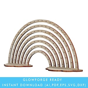 Big 7 Layers Rainbow Cloud Base Earrings Display Holder Stand Vector file for laser cut, for Store Display, Glowforge SVG File Ready to Cut