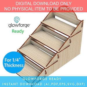 4 Tier Counter Retail Display Stand, Product Display Stand, laser cut display stand SVG file, Glowforge SVG Ready to Cut