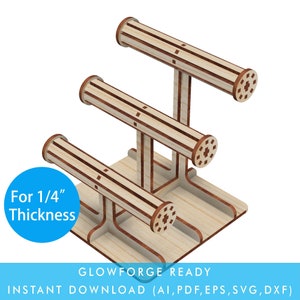 Downloadbare bestanden voor lasercut, 3 Layer 10" T-Bar Jewlery Display Stand voor Charm Bracelet Bangle Watch voor Store Display Glowforge Ready