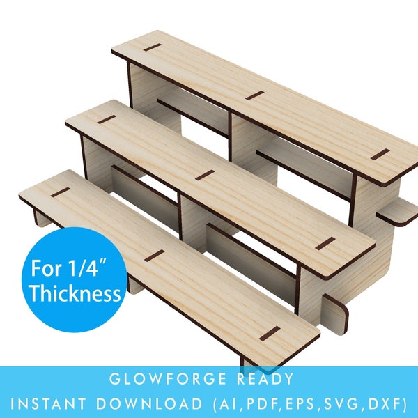 3 Layers Retail Table Display Straight Stand with Shelves for Products, Portable Store Display, laser cut file Glowforge SVG Ready to Cut