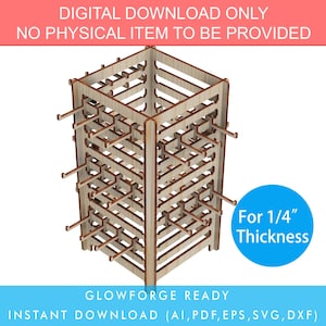 Laser cut 4 Sided jewelry display svg, keychains display stand svg file, Infinite Extendable, glowforge svg files (Material Thickness 1/4&quot;)