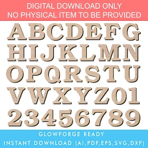 Vector Laser Cut lettering Alphabet Font Wooden Letter A-Z, 0-9 Glowforge archivo SVG, archivo de plantilla de corte láser, cricut cut svg