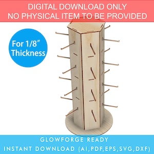 6-seitig 24 Haken Einzelhandel Display Rack Counter Top Ständer für Armband / Halskette / Ohrring Karte / Schlüsselbund laser cut Datei Glowforge SVG Ready
