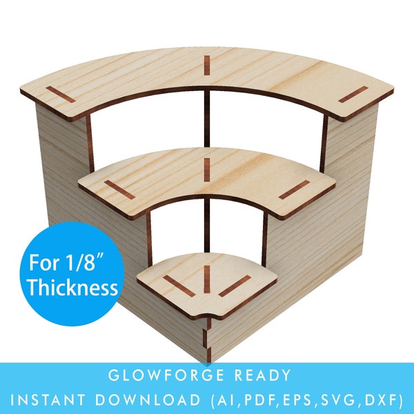 3 Tiers Display Stand for tiered cake stand, Laser cut template display stand svg, Glowforge Ready