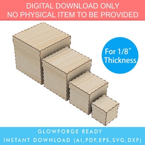 4" / 6" / 8" / 10" kubus geschenkdoos met deksel en compartiment vector bestand voor laser gesneden, ideaal voor opslag Store Display Glowforge bestand SVG
