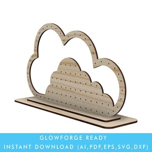Cloud Earrings Display Holder Stand Vector file for laser cut, for Store Display, Earring Storage, Glowforge SVG File Ready to Cut