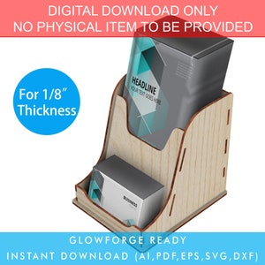 Pliki SVG cięte laserowo na wizytówki i broszury / ulotki, stojaki na pocztówki, stojaki na ulotki, stoiska targowe, gotowe na Glowforge