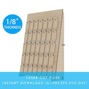 450x600mm Earring Display Stand met 30mm Lengte Haak / 50mm Earring Card vector bestand voor laser gesneden SVG, voor Store Display (1/8" Dikte)