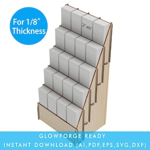 Laser Cut files for 2&quot;x6&quot; Bookmark Display, Sticker Display, Flyer stand, 20 Compartments,  Glowforge SVG files Ready