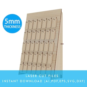 450x600mm Earring Display Stand met 30mm Lengte Haak / 50mm Earring Card vector bestand voor laser cut, SVG bestand, voor Store Display