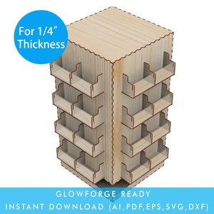 32 zakken roterende retail display rackstandaard voor stickers/kaarten/badge/ornament/keramische tegels, lasergesneden bestand Glowforge SVG Ready