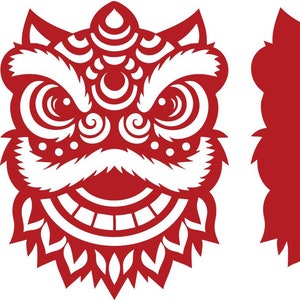 Archivo SVG de danza del león: descarga digital de cultura y patrones chinos para Cricut, Silhouette, Glowforge, corte láser Xtool y más