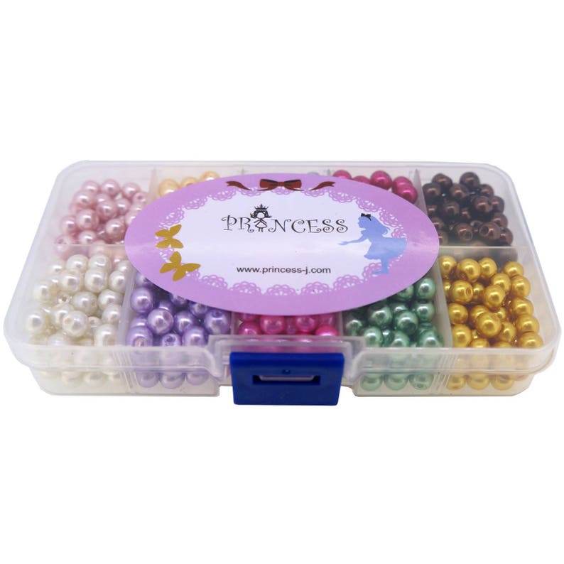 Glass Pearl Beads for Jewelry Making Bulk Lot Box Set 600pcs 6mm Round Mixed Colors