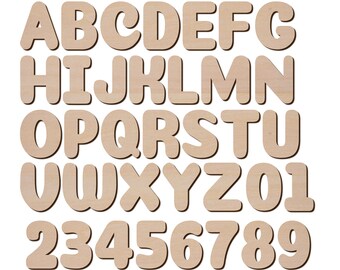 かわいいレタリングアルファベットフォント木製文字A-Z、0-9 Glowforge