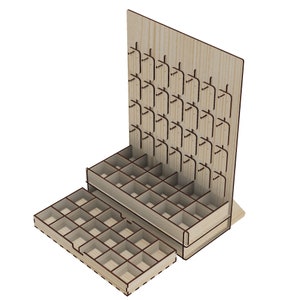 Suporte de exibição de cartão de brinco retangular 450x600mm com 2 etapas/18 compartimentos em cada arquivo vetorial de etapa para corte a laser para joalheria