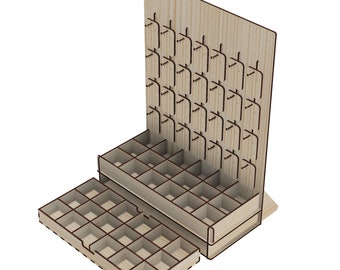 450x600mm Rectangle Earring Card Display Stand with 2 Steps / 18 Compartment on each step vector file for laser cut for Jewelry Store