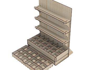 450x600mm 3 Tiers Shelf Product Display Stand with 2 Steps with 18 Compartment each step vector file for laser cut for Jewelry Store Display