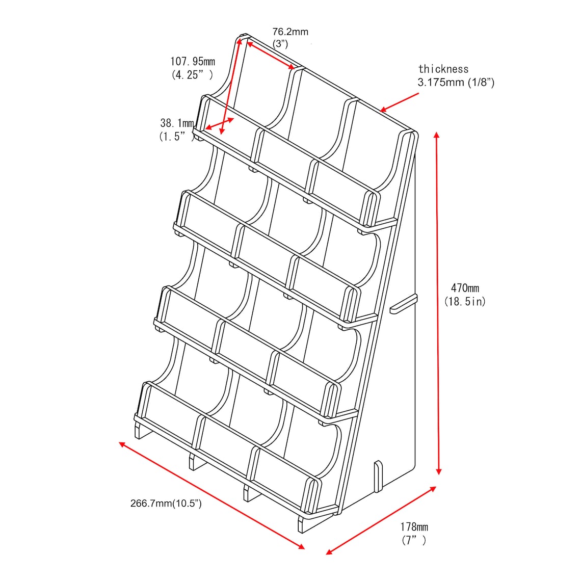 12 Grids Retail Display Stand for Stickers / Cards / Badge / Etsy