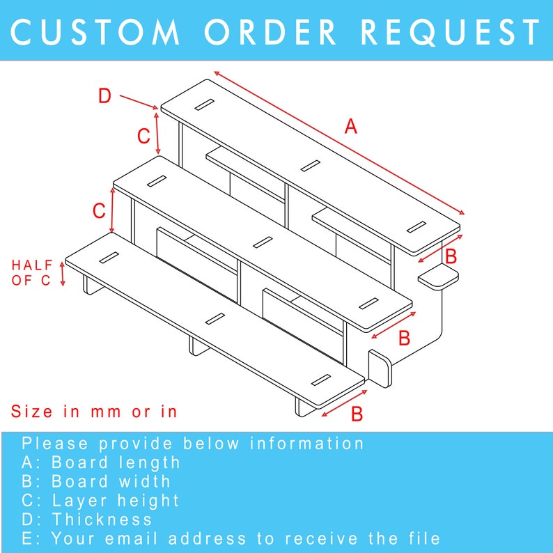 Custom Order Your Own Size, 3 Layers Retail Table Display Straight ...