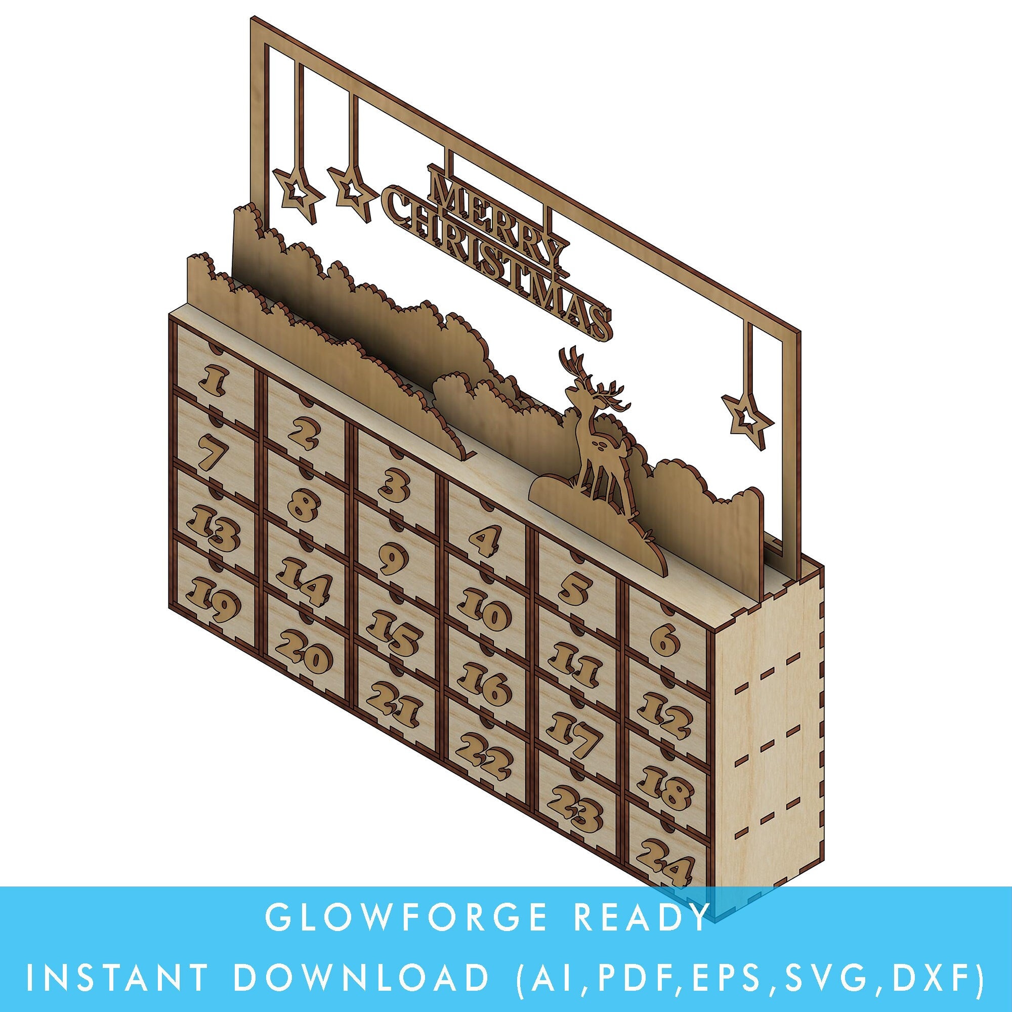 Folia Números De Calendario De Adviento – 24 Figuras De Madera Natural Con Ojal Para Colgar, 5 Cm