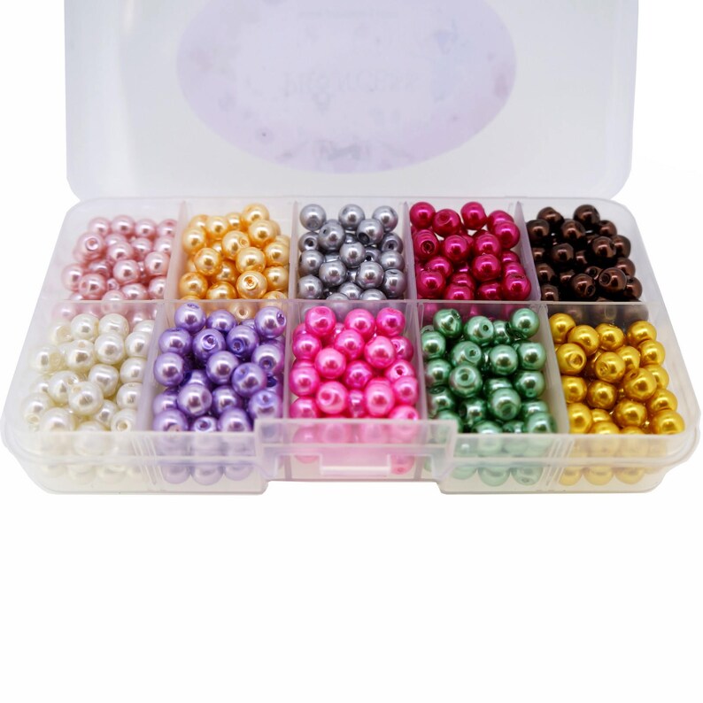 Glass Pearl Beads for Jewelry Making Bulk Lot Box Set 600pcs 6mm Round Mixed Colors