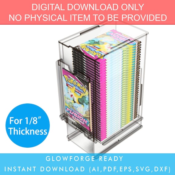 Acrylic Single Slot Trading Card Display Dispenser, Booster Pack Dispenser for Pokemon, MTG, Yugioh, Sports, Laser Cut Files Template SVG - Etsy Acrylic Single Slot Trading Card Display Dispenser, Booster Pack Dispenser for Pokemon, MTG, Yugioh, Sports, Laser Cut Files Template SVG - Etsy