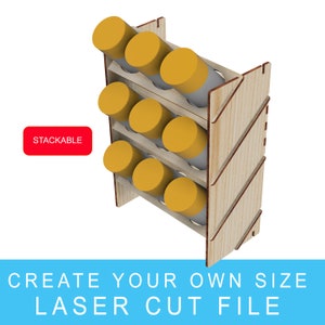 Custom your own size Spray Paint Holder for laser cutting, stackable, Laser cut files