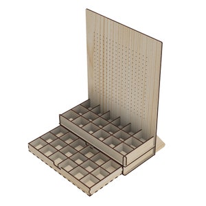 450x600mm Pegboard Style Earring Display Stand with 2 Steps 18 compartments on each step vector file for laser cut for Jewelry Store Display