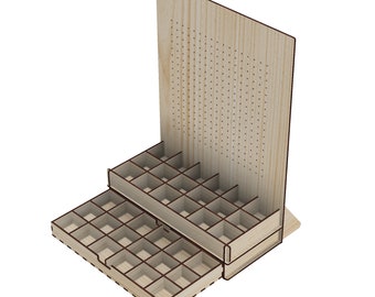 450x600mm Pegboard Style Earring Display Stand with 2 Steps 18 compartments on each step vector file for laser cut for Jewelry Store Display