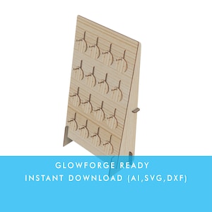 Earring Display Stand with Hanging Hook / 50mm Round Earring Card vector file for laser cut,  for Store Display, Glowforge File Ready to Cut