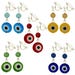 Color Faux Pearl and Evil Eye Glass Bead Drop Dangle Clip-on Earrings, Pack of 5 Pairs
