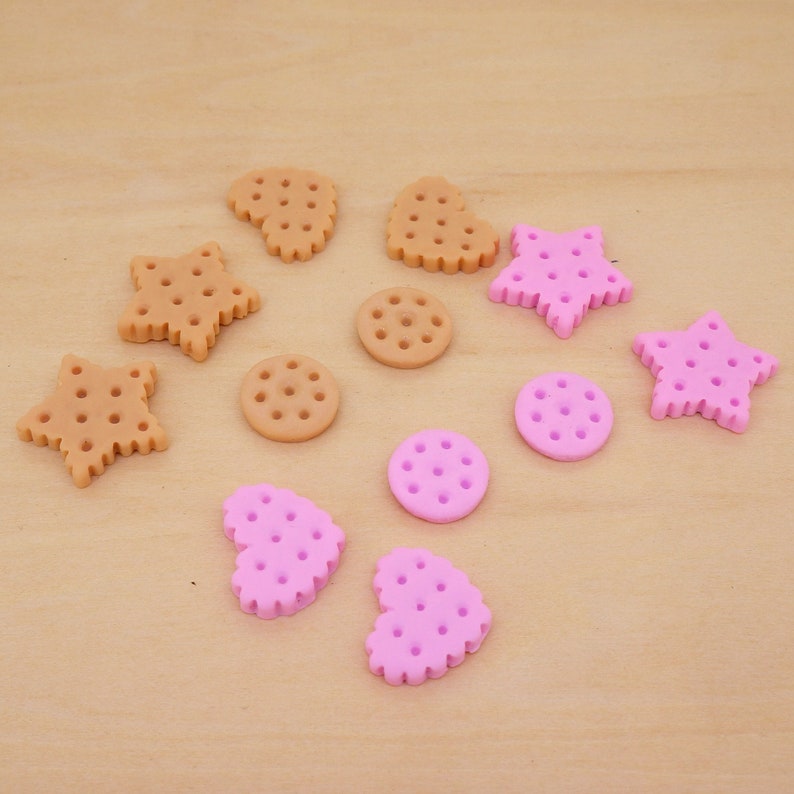 Gift Set of 6 Pairs For Kids Teenage Teen Girls Women Mix Color Kawaii Cute Round Star Heart Shape Biscuits Cookie Food Clip-On Earrings