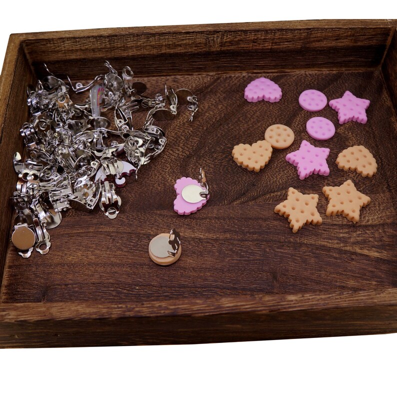 Gift Set of 6 Pairs For Kids Teenage Teen Girls Women Mix Color Kawaii Cute Round Star Heart Shape Biscuits Cookie Food Clip-On Earrings