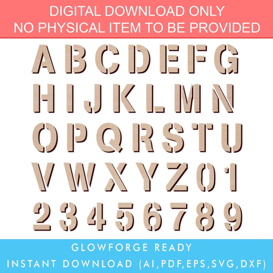 Vector Laser Cut Lettering Alphabet Letter Stencils Wooden Letter AZ