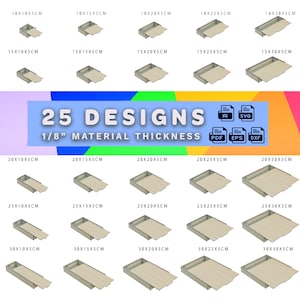 Laser Cut file for 25 Designs Sliding Lid box, Bundle Laser Cut Svg Files,  1/8 Material, Slider Lid Storage Box, Gift Box Template