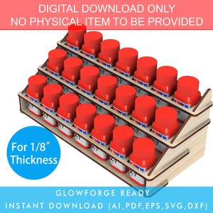 Tamiya Enamel 10ml Paint Rack Laser Cut File – 3 Layers, Holds 21 Bottles | DIY Laser Cutting Plan, Glowforge Ready SVG. Laser cut template