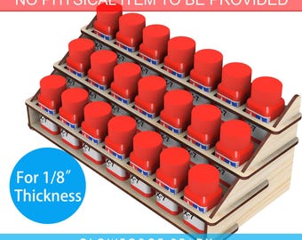 Archivo de corte láser para botellero de pintura esmaltada Tamiya de 10 ml: 3 capas, capacidad para 21 botellas / Plano de corte láser DIY, SVG listo para Glowforge. Plantilla de corte láser