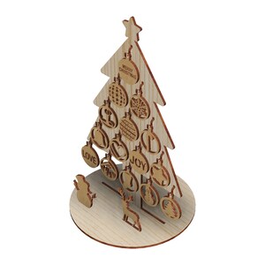 Soporte de adorno de árbol de Navidad Soporte de exhibición de madera Archivo cortado con láser, archivos grabados en madera - para Glowforge SVG PDF, regalo de decoración de Navidad