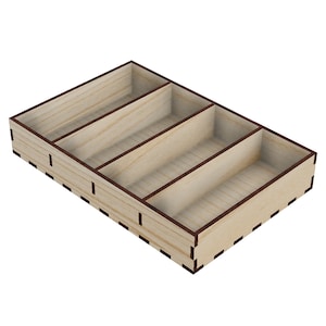 Bandeja de compartimento de joyería de pedido personalizado con su archivo vectorial de dimensiones para corte láser, ideal para almacenamiento, exhibición de tienda, archivo Glowforge SVG