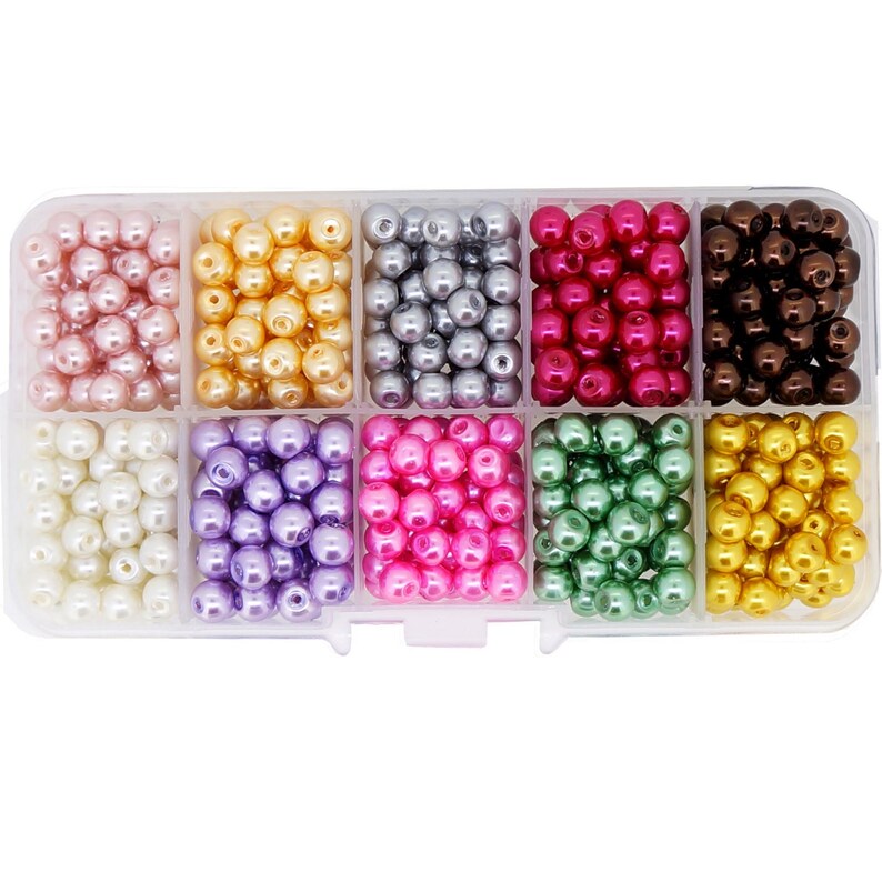 Glass Pearl Beads for Jewelry Making Bulk Lot Box Set 600pcs 6mm Round Mixed Colors