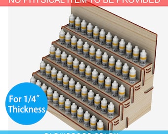 60 bottles, 5 Layers Vallejo / Army Painter / AK Interactive Paint Bottle Rack Shelf Holder, Glowforge svg file , Laser Cut Template