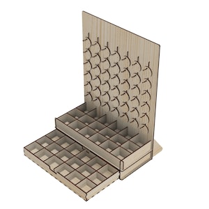 450x600 mm ronde oorbelkaartstandaard met 2 stappen / 18 compartimenten op elke stapvectorbestand voor lasersnijden, voor juweliersdisplay