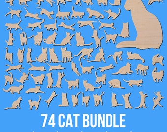74 個の猫 SVG バンドル、Cricut 用の猫 SVG ファイル、手描きの猫 SVG バンドル、猫 SVG カット ファイル、猫 SVG サイン、シャツ用の猫 SVG